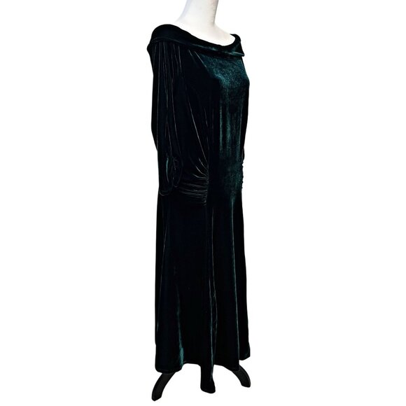 Unique Vintage Off Shoulder Velvet Maxi Dress 3/4 Sleeve Holiday Midi Party Gown - Picture 8 of 12
